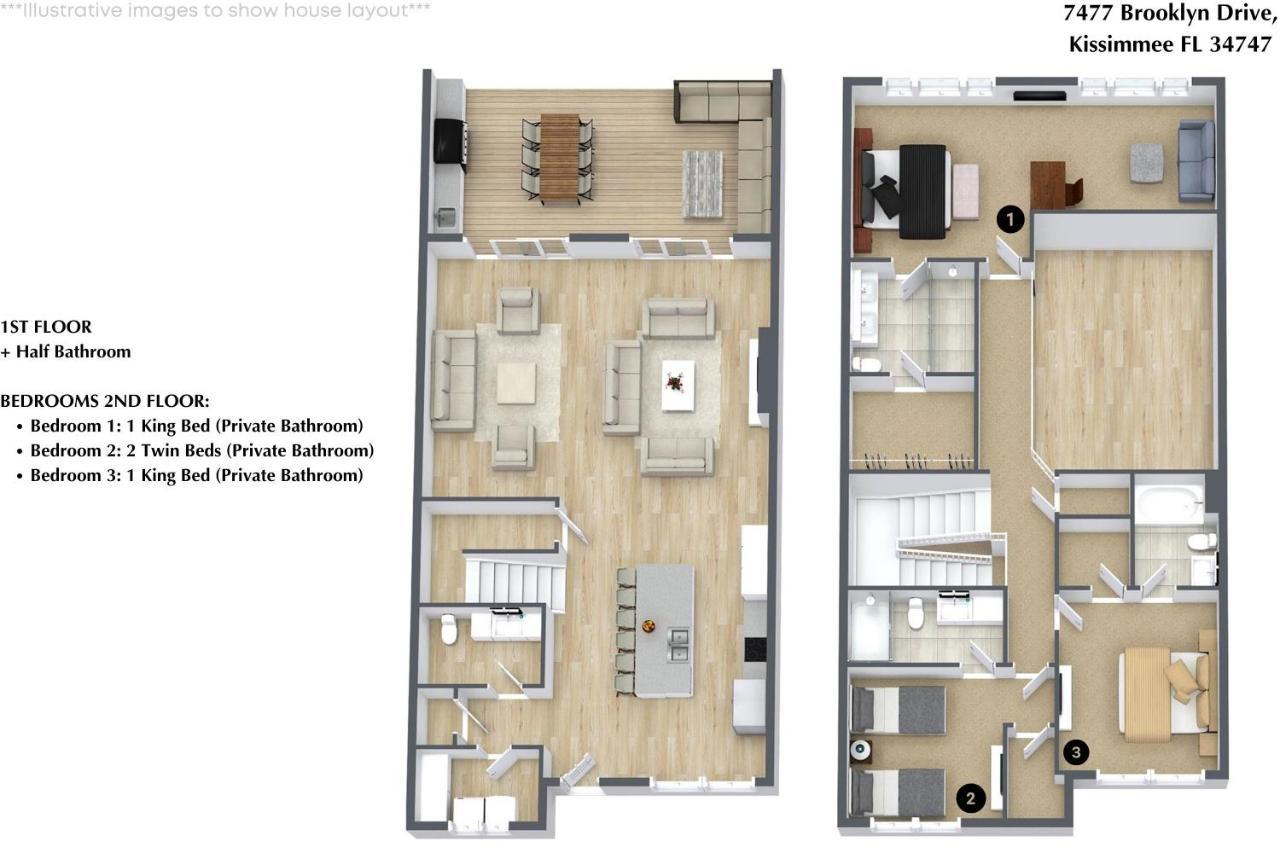 3 Bedrooms- 3,5 Bathrooms- Magic Village 7477 Bd Holiday home Orlando