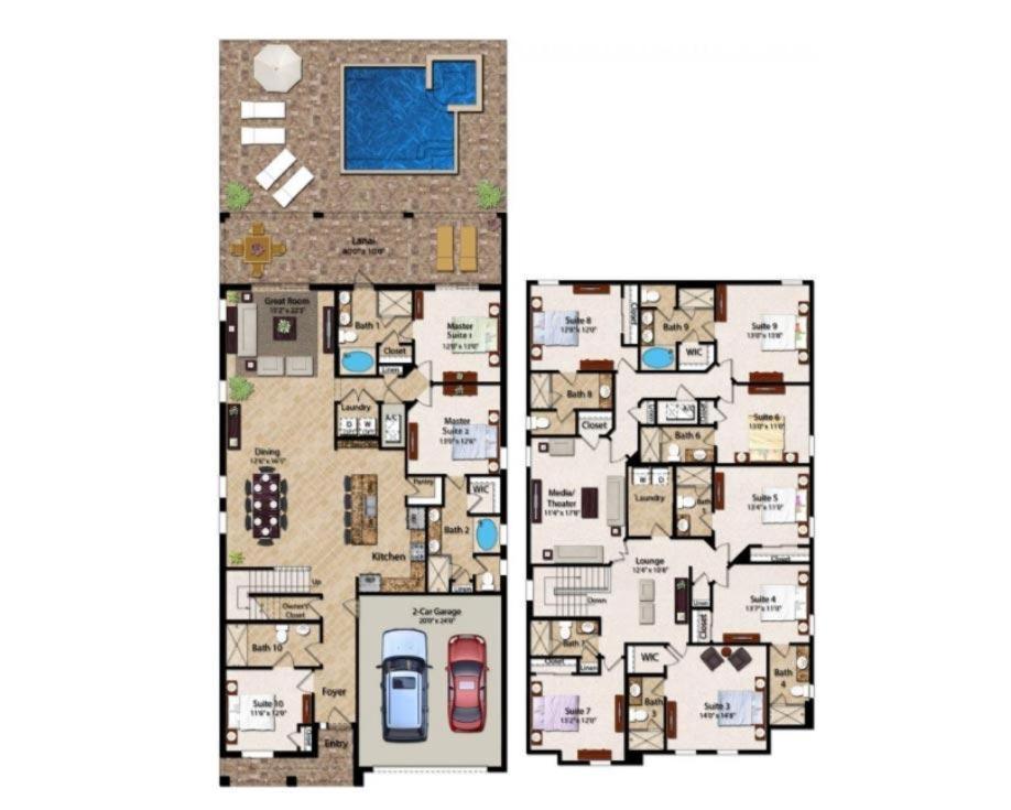 Unique Spacious 10 Bdrm With Backyard Pool At Encore Holiday home Orlando